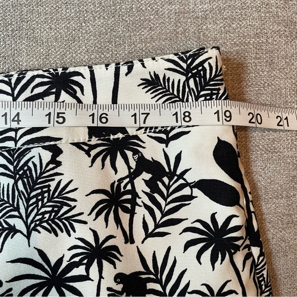 Talbots A Line Tropical Monkeys Ivory Black Canvas Side Zip Lined Skirt - Picture 8 of 9